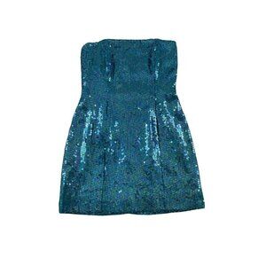 Vintage 1980's Rare Jeanette For St Martin Blue Sequin Strapless Dress - 6